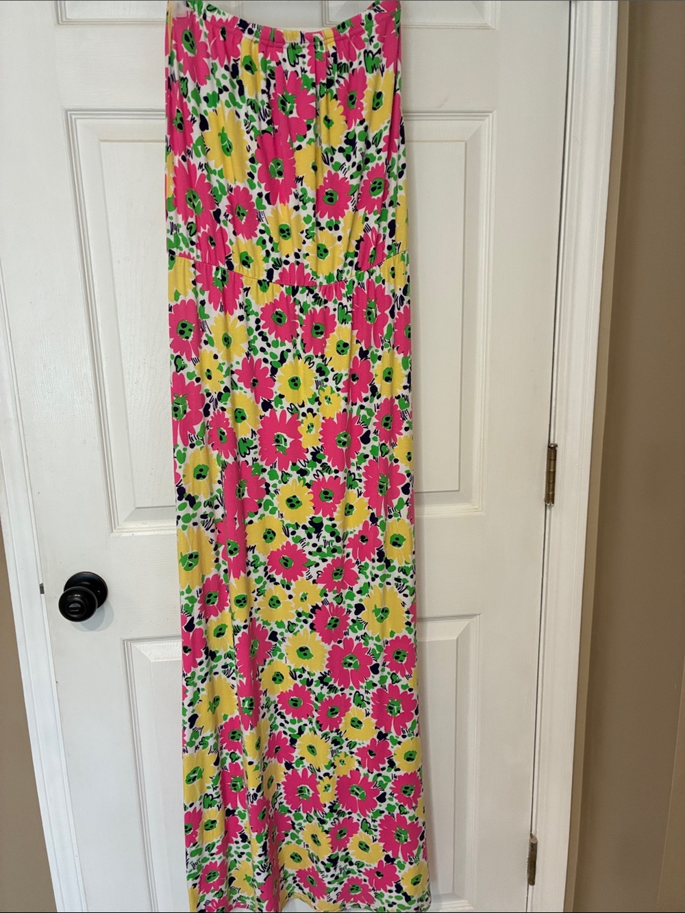 Lilly Pulitzer Strapless “Doodle Bug Daisy” Maxi Dress